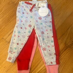 3 pair Koala Kids Festive Leggings joggers Trio - Gray, Red, Pink